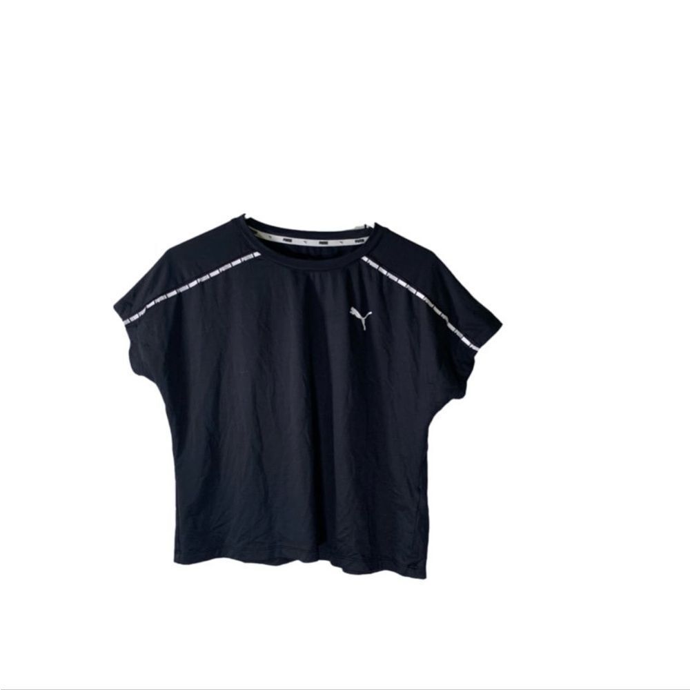 Puma Black Short Sleeve Athletic Tee with White Accents